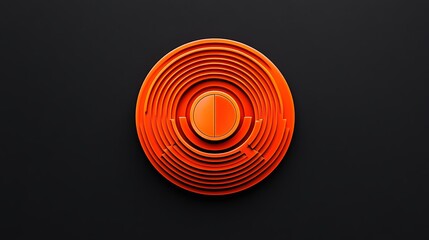 Intricate Orange Maze Puzzle: A 3D Render on Dark Background AI Generated