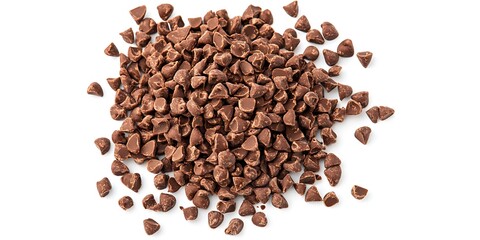 Obraz premium Chocolate chips pile isolated on white background.