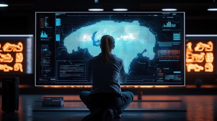 Futuristic Holographic Wildlife Sanctuary Utilizing Advanced Digital Technology and Data Visualization for Immersive Environmental Monitoring Ecological Research and Conservation Efforts