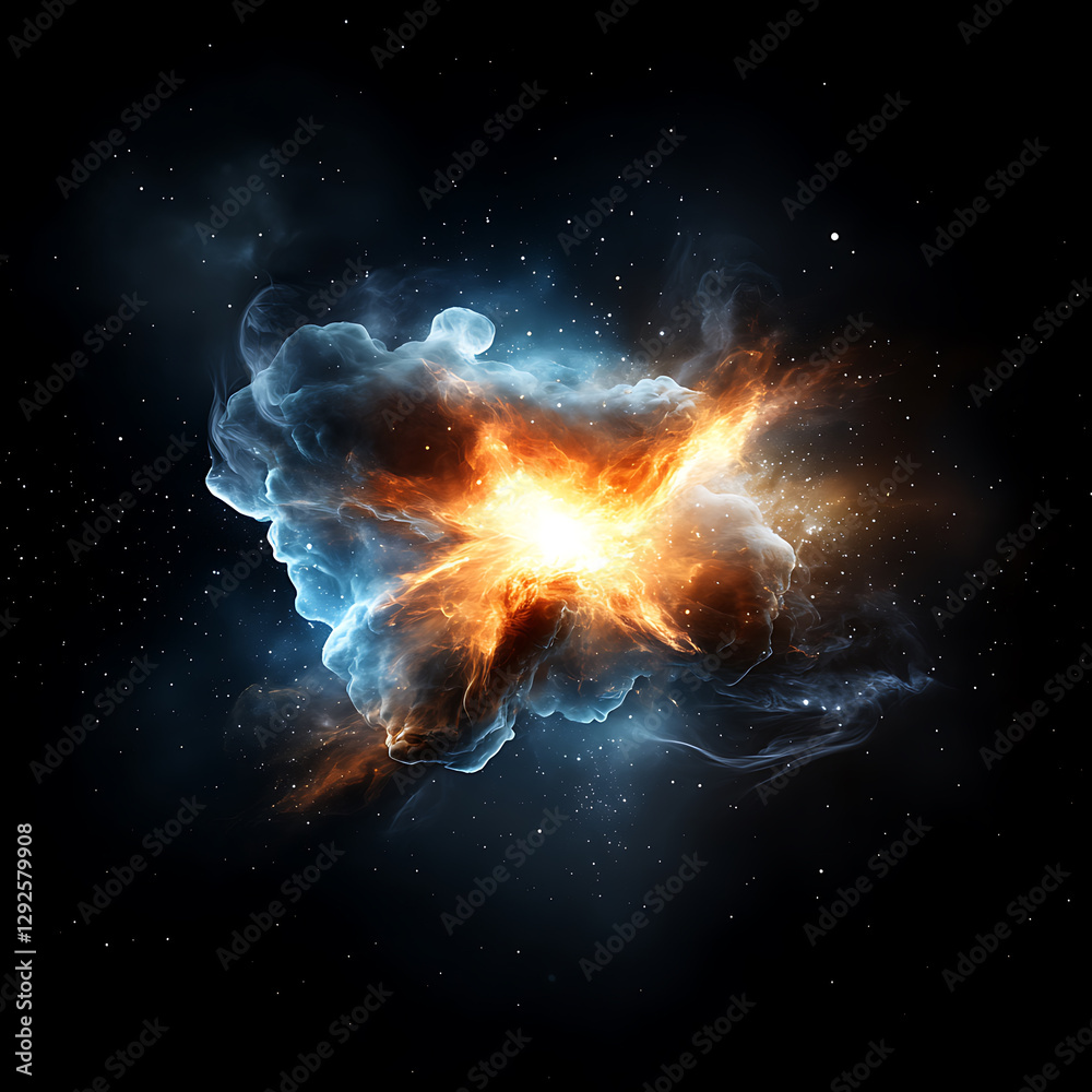 Wall mural explosive cosmic event outer space digital art nebula environment wide-angle viewpoint universal con