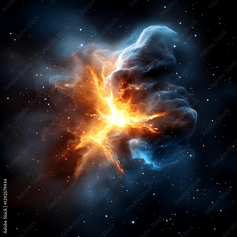 Wall mural cosmic explosion within nebulae outer space digital art astronomical environment wide angle celestia