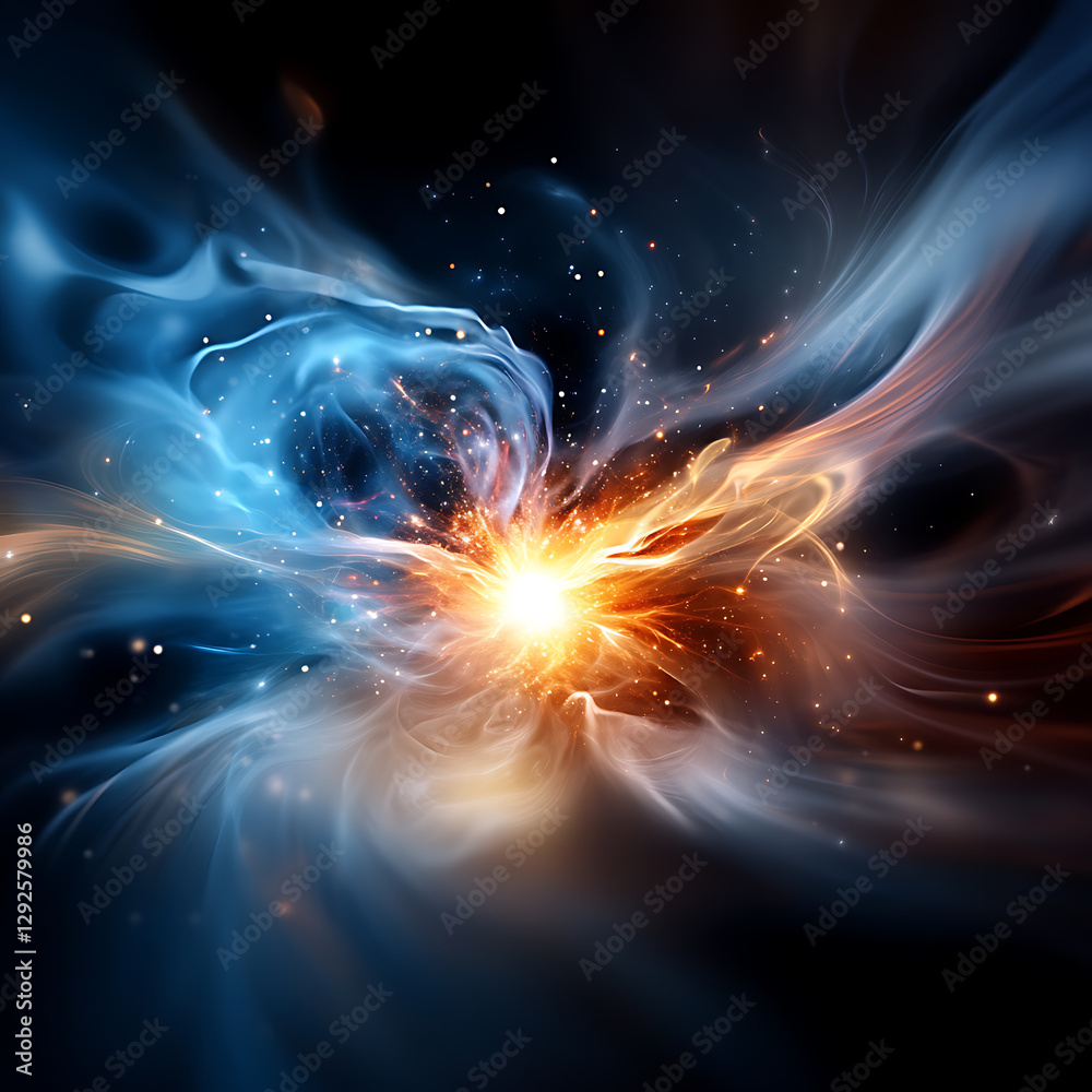 Wall mural cosmic collision event outer space abstract art vivid colors dynamic viewpoint the power of creation