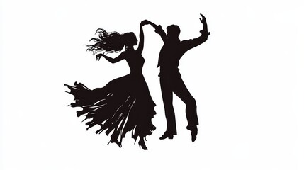 black silhouette of a couple of flamenco dancer.