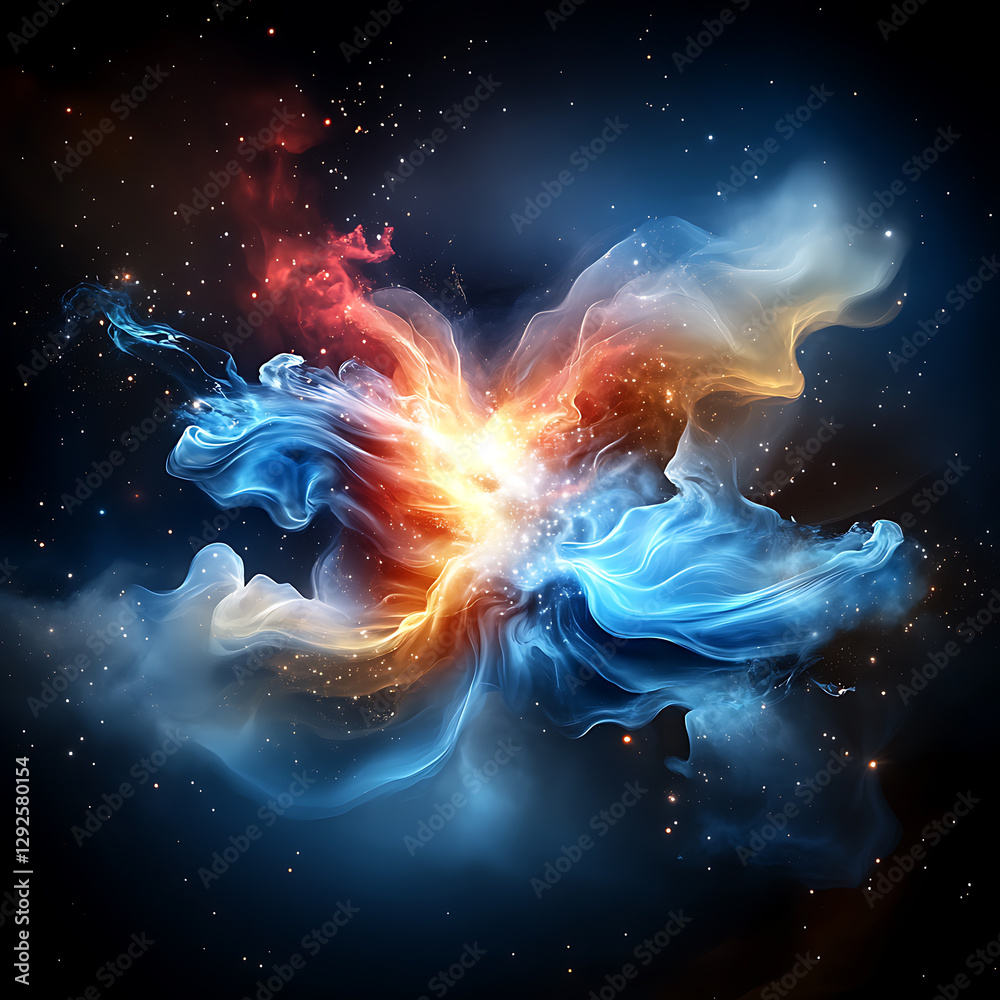 Wall mural cosmic explosion of colorful nebulae deep space digital art stellar environment abstract viewpoint u