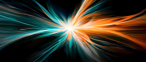 Obraz premium Dynamic light explosion abstract art digital artwork vivid colors close-up view energy and motion concept