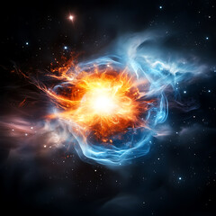 Obraz premium Cosmic explosion event in space digital art sci-fi environment high-resolution viewpoint stellar dynamics