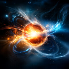 Obraz premium Cosmic explosion event deep space abstract art stellar environment vibrant viewpoint universe concept for seo impact