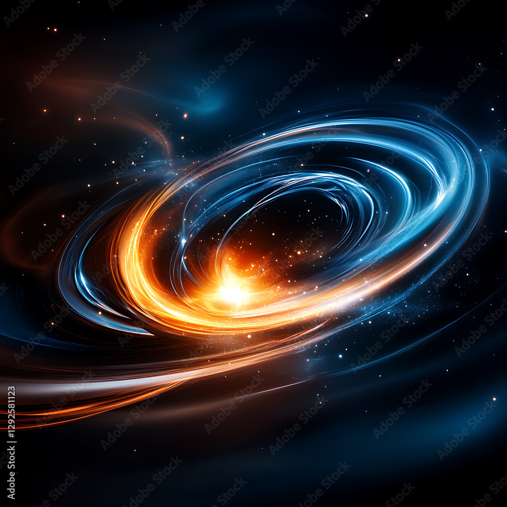 Wall mural cosmic collision of light and darkness universe digital art space abstract viewpoint energy dynamics