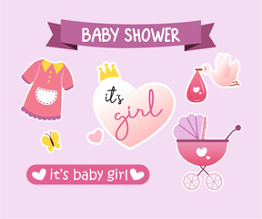 Baby Shower Girl Element Pink