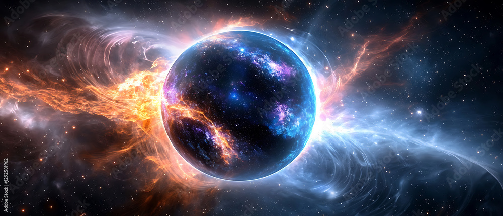 Wall mural galactic explosion cosmic event outer space digital art nebula wide view stellar creation