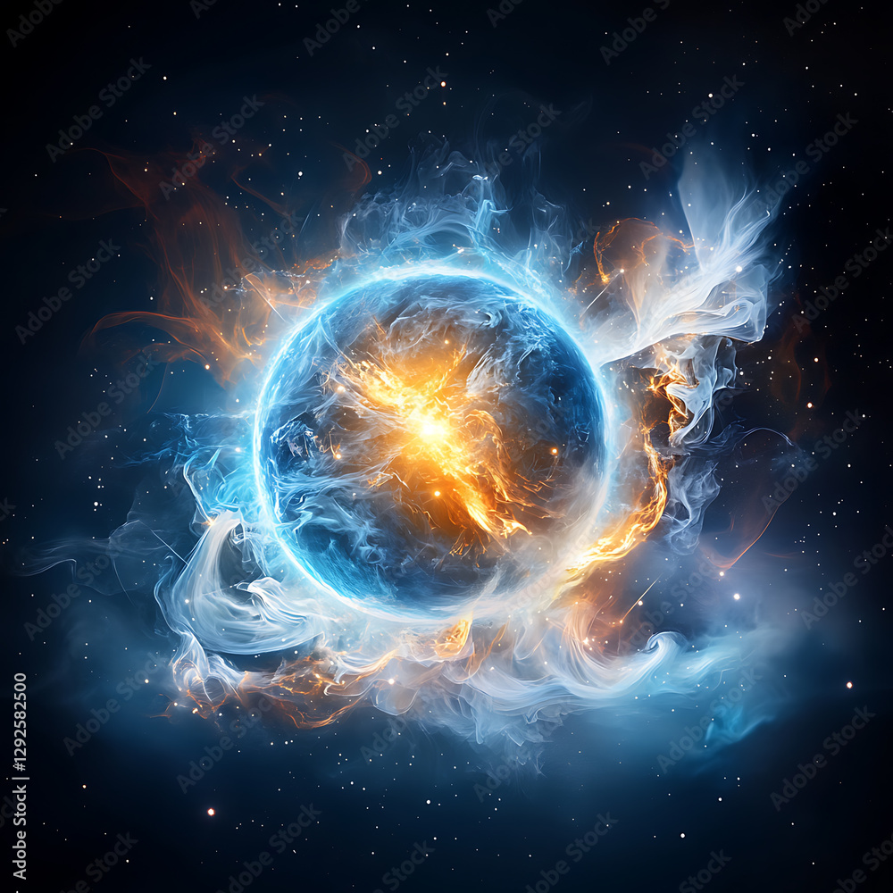 Canvas Prints cosmic explosion of energy and light outer space digital art galaxy immersive view celestial phenome
