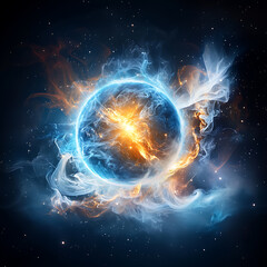 Obraz premium Cosmic explosion of energy and light outer space digital art galaxy immersive view celestial phenomenon