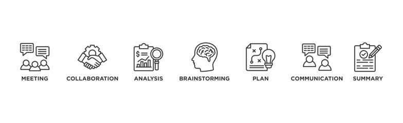 Brief banner web icon vector illustration concept for a briefing of business plan with an icon of meeting, collaboration, analysis, brainstorming, plan, communication, and summary
