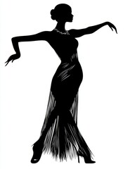 Fototapeta premium a black silhoutte of a female tango dancer. 