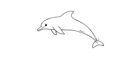 Obraz premium Elegant Black and White Line Art Dolphin, Clean and Simple on White Background