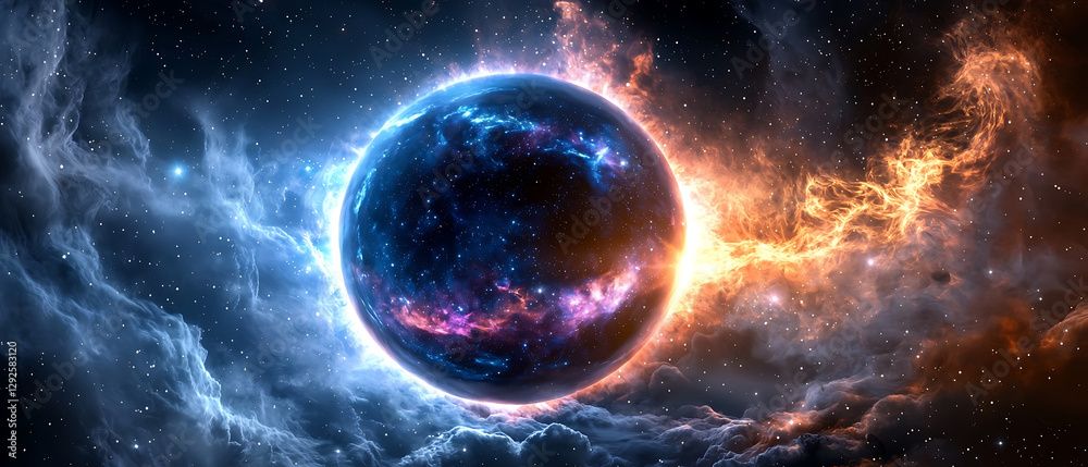 Canvas Prints galactic collision event outer space digital art cosmic environment dramatic viewpoint stellar conce