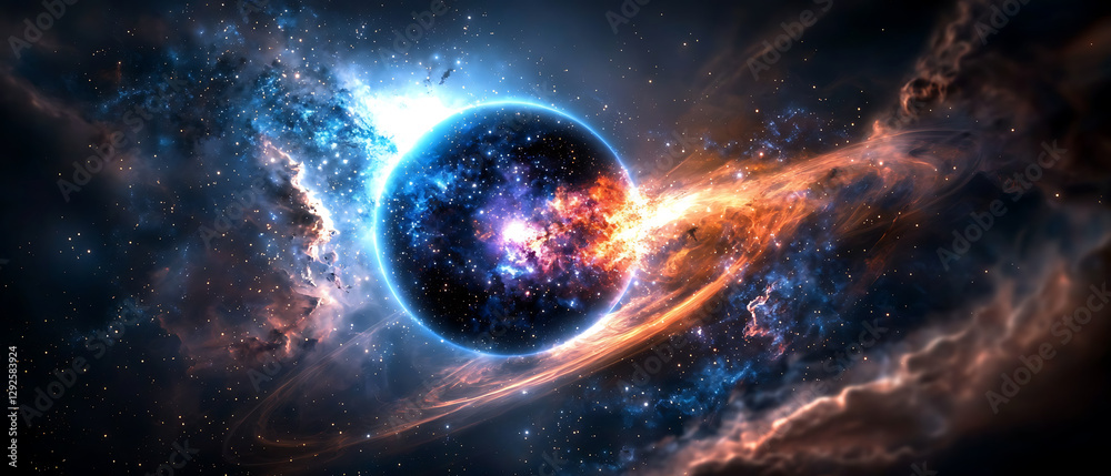 Sticker cosmic explosion of colors outer space digital art nebula wide angle stellar creation