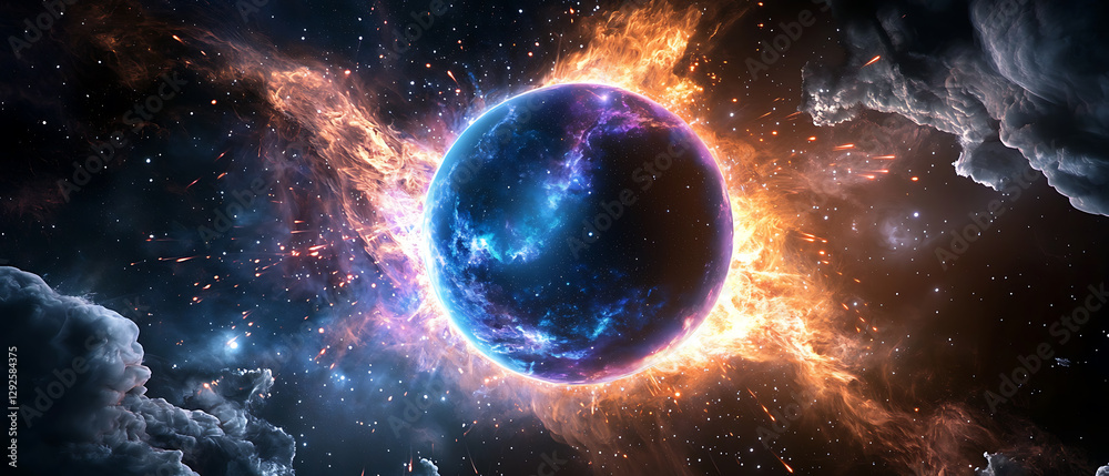 Canvas Prints cosmic explosion near earth outer space digital art nebula wide angle celestial event