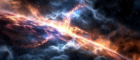 Cosmic explosion of colorful nebula in outer space digital artwork stellar environment breathtaking viewpoint astronomy concept