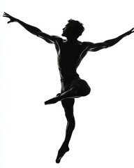 Obraz premium a black silhoutte of a male balet dancer. 