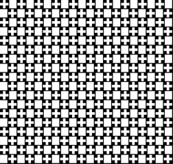 geometric pattern with squares and crosses black and white