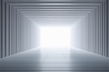 a close up of a white room with a light at the end