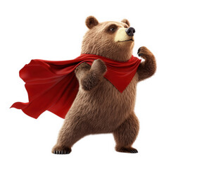 bear in superhero cape strikes heroic pose, exuding confidence and strength. This charming character embodies bravery and adventure, ready to take on any challenge