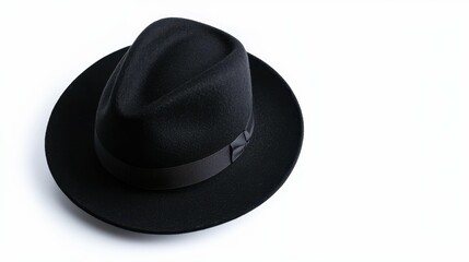 Classic Black Fedora Hat Isolated on a White Background for Formal Occasions and Fashion Statements