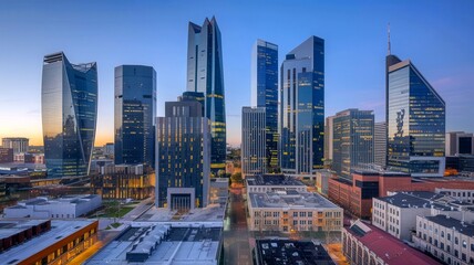chicago skyline at dusk