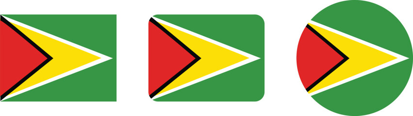 Guyana Flag in Square and Circle Formats