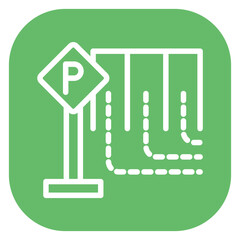 Minimalist Line Art Circular Parking Sign Icon