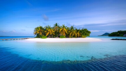 Naklejka premium tropical beach with palm trees