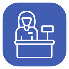 Minimalist Line Art Circular Female Hotel Receptionist Icon