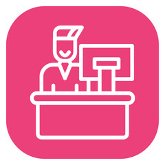 Minimalist Line Art Circular Hotel Reception Icon