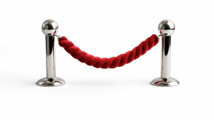 Exclusive Entrance Barrier with Red Velvet Rope and Polished Metal Posts for Premier Events Access