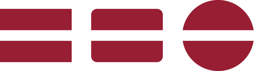 Abstract graphic design with a combination of rectangles and ovals in a deep burgundy color.