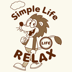 Simple Life, Relax - Fun Cartoon Animal Vector Design