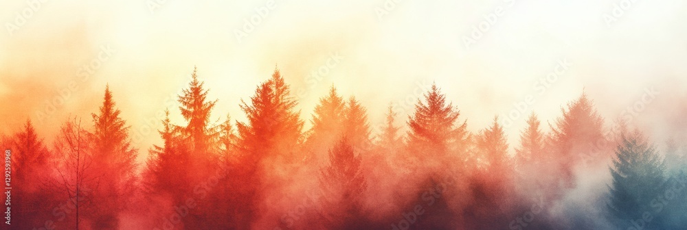 Poster forest engulfed in flames and smoke creating a dramatic and urgent atmosphere during wildfire season
