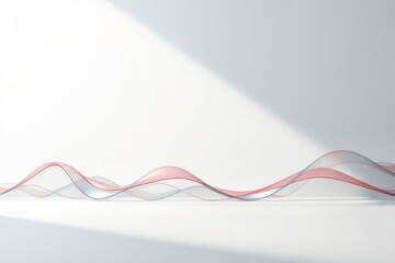 there is a red and white wave of colored lines on a white surface