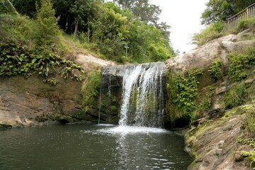 Oakley Creek Falls in Summer with Low Flow – Tranquil Waterfall Scene