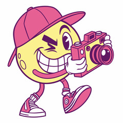 Cool Smiley with Camera - Fun Cartoon Vector Design