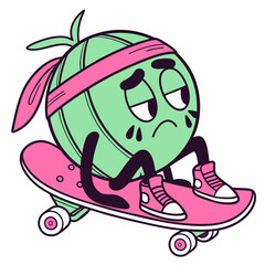 Chill Skateboarding Emoji - Retro-Inspired Illustration