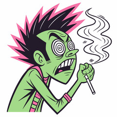 Psychedelic Cartoon Face - Funky and Trippy Vector Design