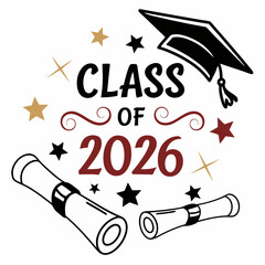 Class of 2026 Varsity Block Letters with Graduation Cap