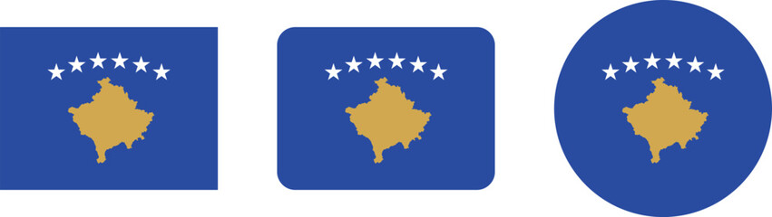 Kosovo Flag Variations Displayed in Different Shapes