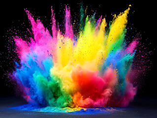 Vibrant color explosion studio photography dark background close-up artistic expression