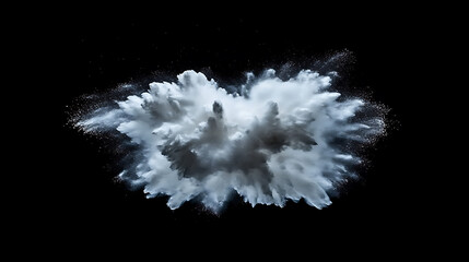 Explosion of white smoke clouds abstract art digital background dark environment high contrast visual impact