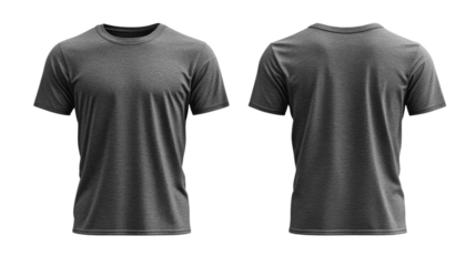 Gray t shirt mockup, front and back view, casual wear, plain design, unisex style, comfortable fit