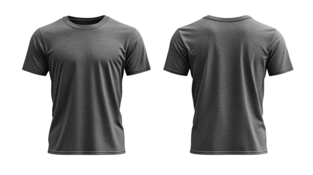 Gray t shirt mockup, front and back view, casual wear, plain design, unisex style, comfortable fit