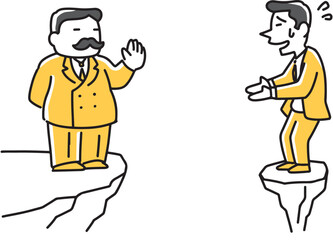 余裕の男性と崖っぷちの男性